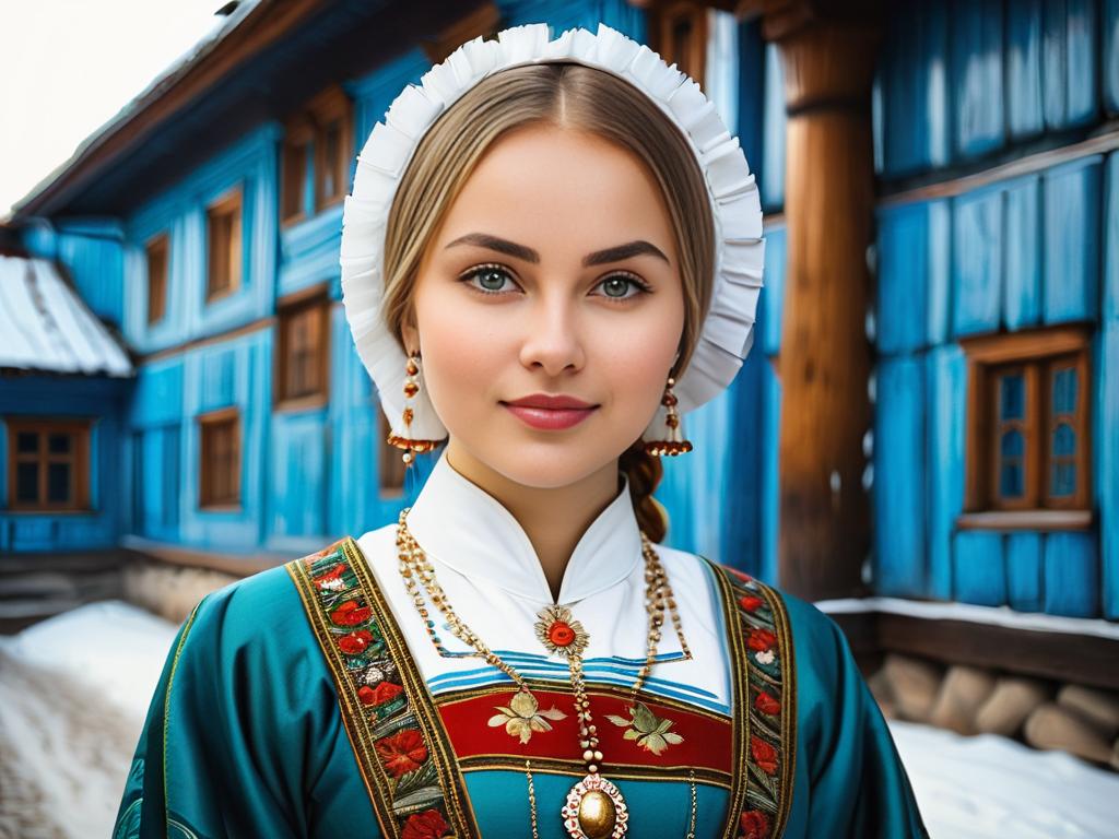 Портрет молодой женщины в русском наряде XV века