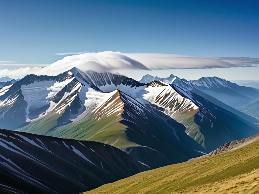 Горный пейзаж с уменьшением давления по высоте