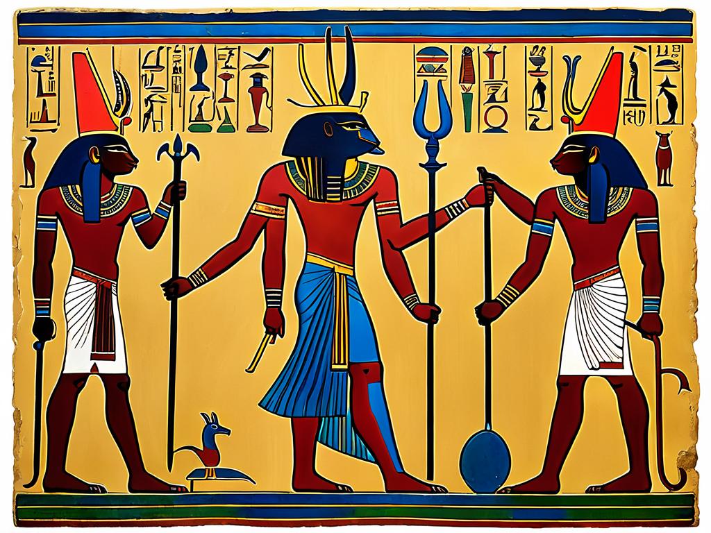 Древнеегипетский бог с человеческим телом и головой животного