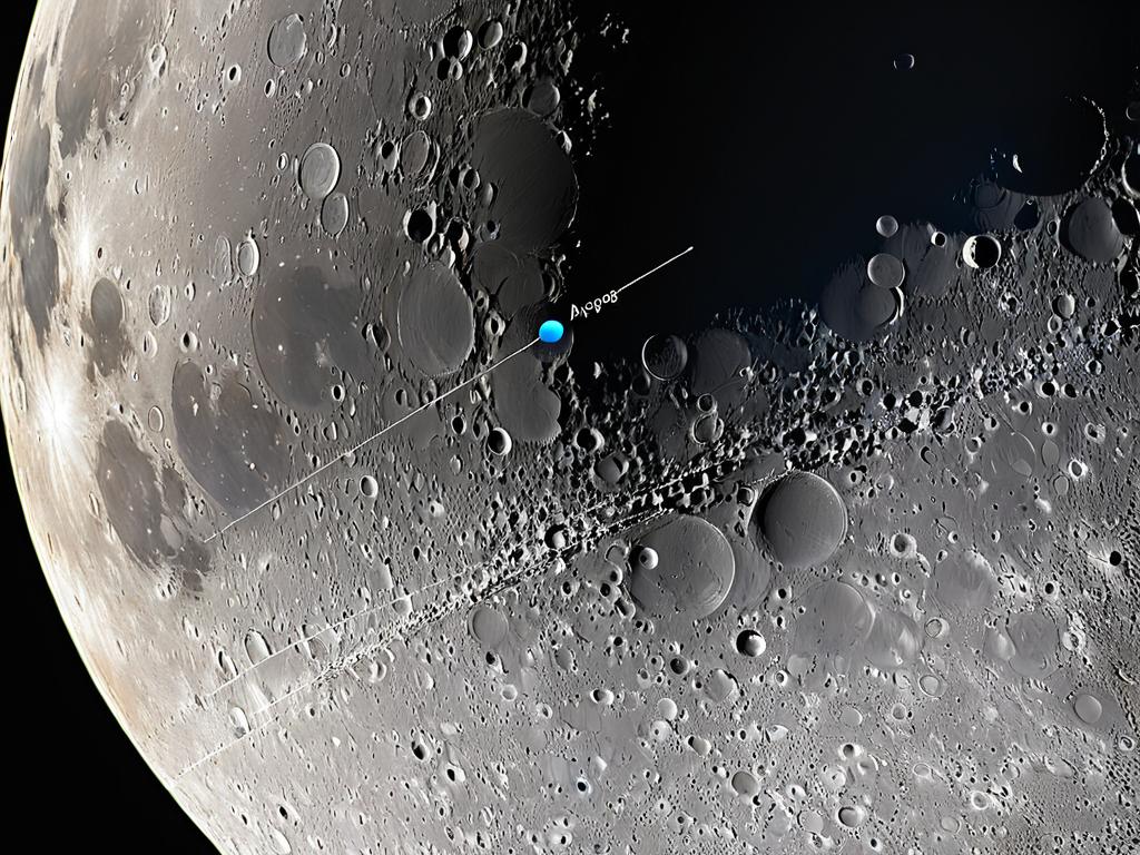 Схема, показывающая точки апогея и перигея на орбите Луны