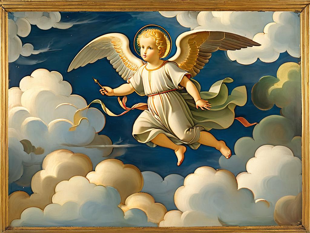 Фреска работы Фра Анджелико, изображающая херувимов среди облаков