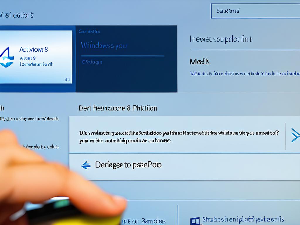 Рука нажимает кнопку скачивания активатора для Windows 8