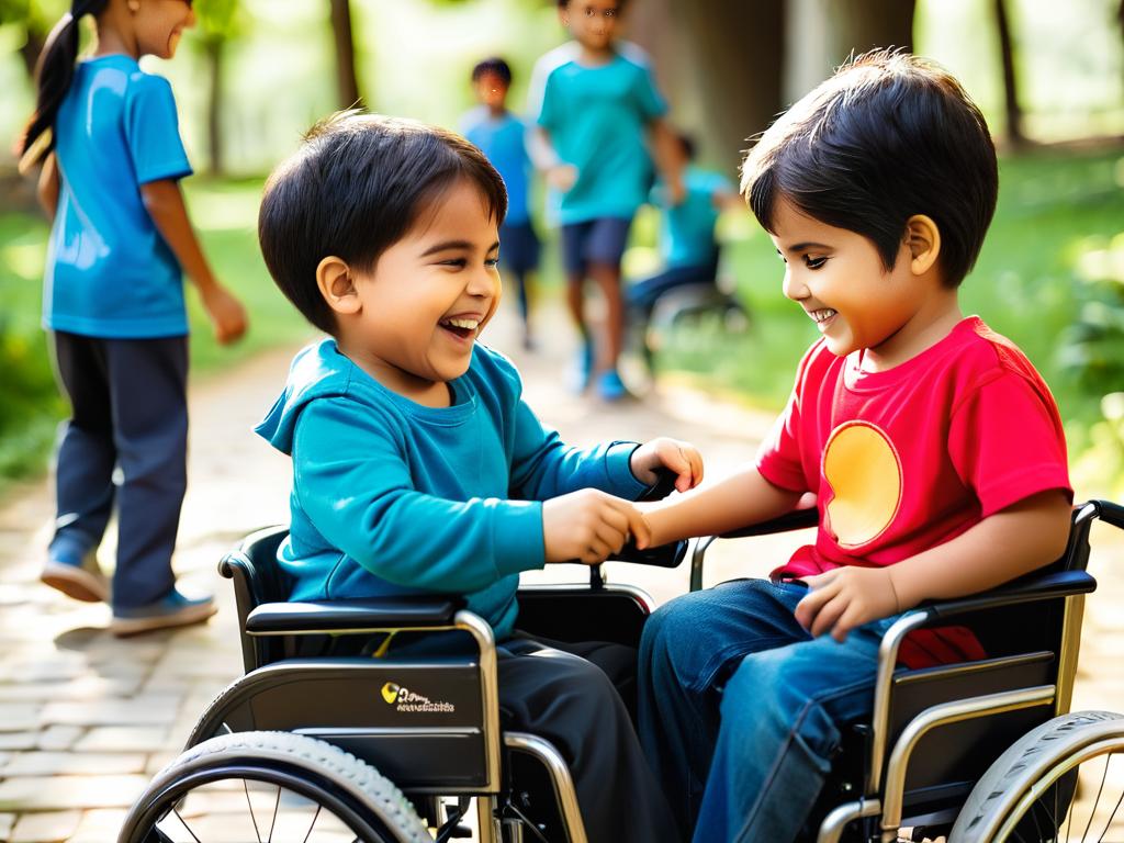 Дети-инвалиды играют вместе