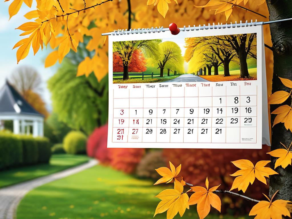 На календаре выделены весна и осень - сезоны для обработки от клещей