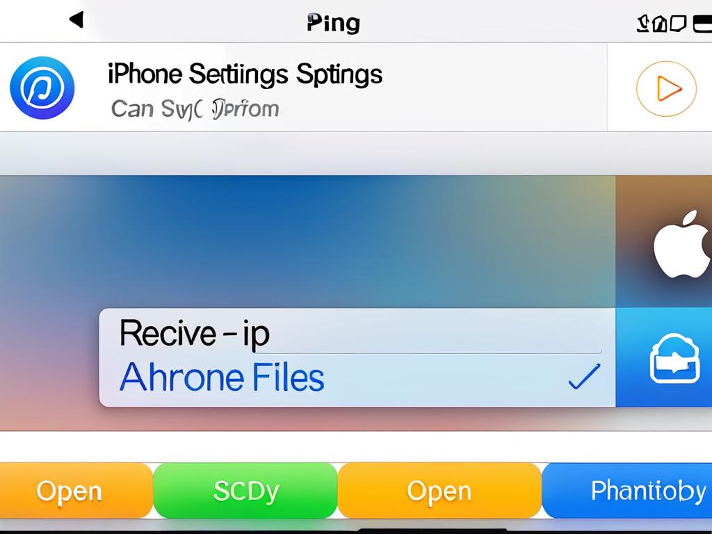 Скриншот страницы настроек iPhone, открыт раздел AirDrop. Выделен переключатель «Принимать файлы