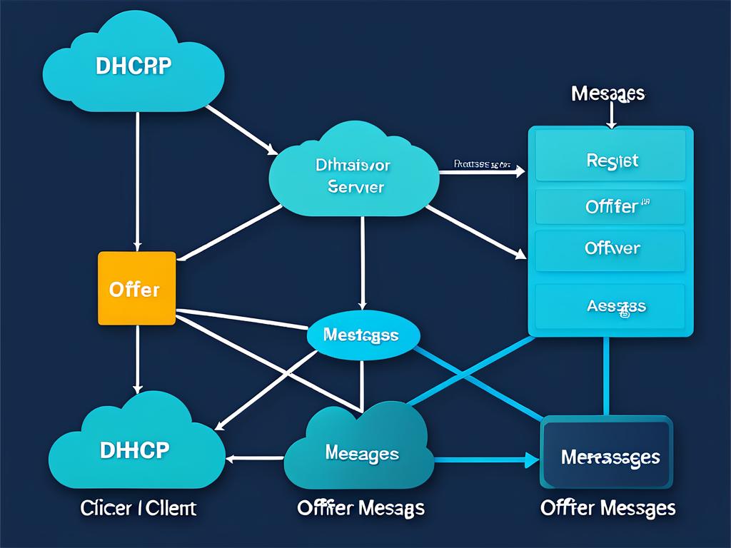 Схема обмена сообщениями DHCP между клиентом и сервером