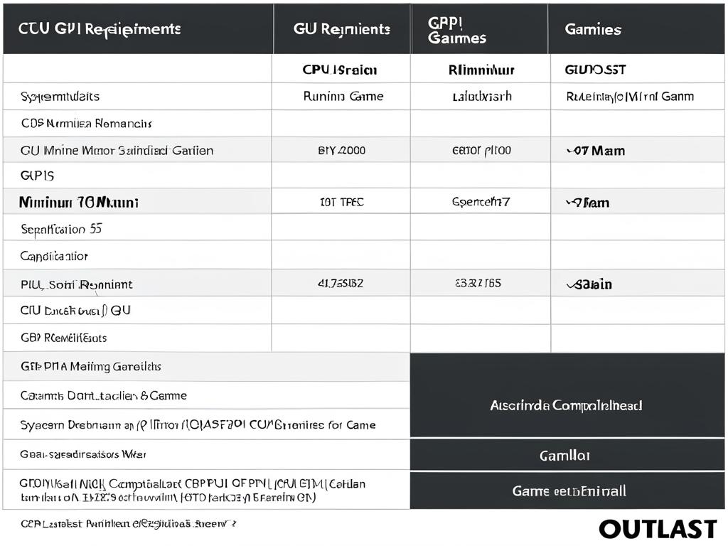 Сравнительная таблица с минимальными и рекомендуемыми системными требованиями по CPU, GPU, RAM для