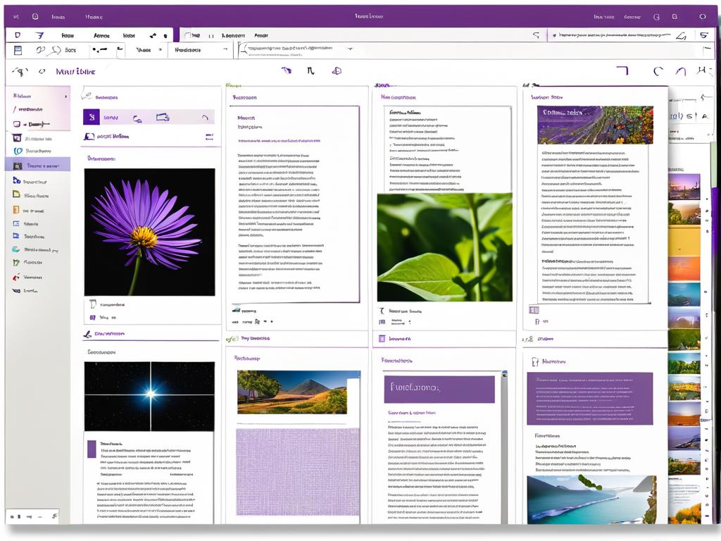 Скриншот интерфейса Onenote с разделами, страницами и холстом для заметок