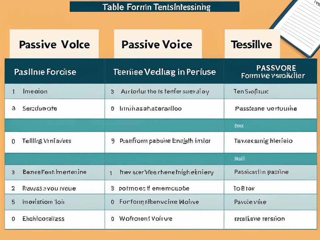 Таблица образования Passive Voice в разных временах в английском