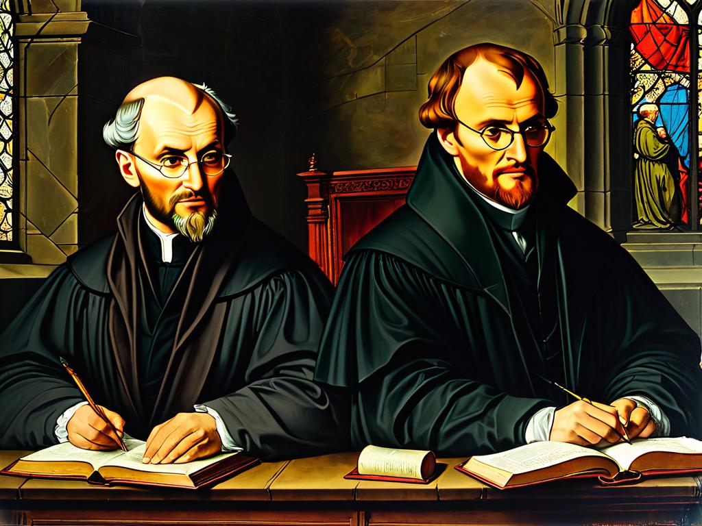 Картина, изображающая лютеранских реформаторов Мартина Лютера и Филиппа Меланхтона