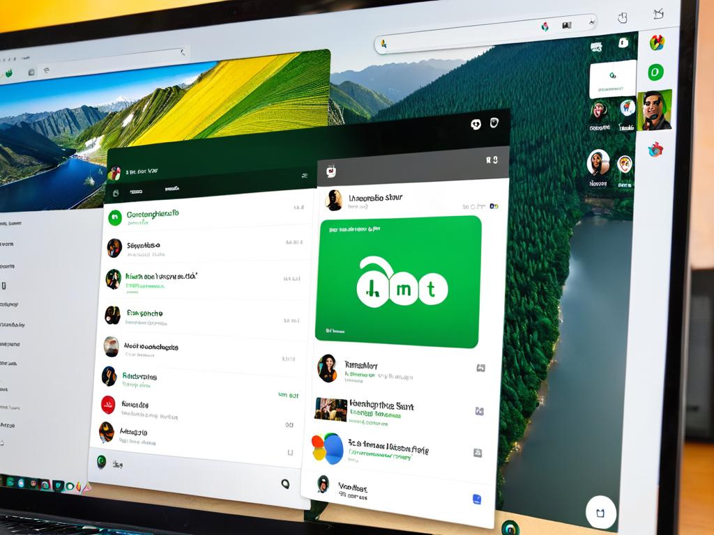 Фотография приложения Hangouts на экране компьютера