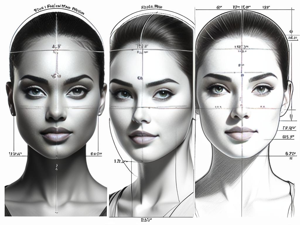 Схема пропорций лица для рисования портрета карандашом с обозначением основных ориентиров