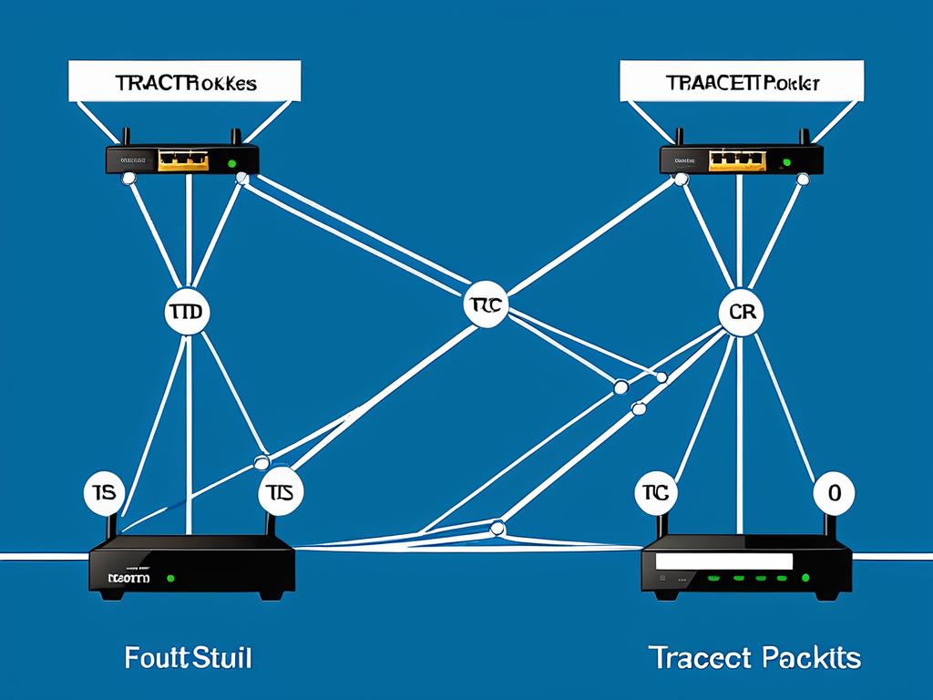 Схема прохождения пакетов tracert между маршрутизаторами