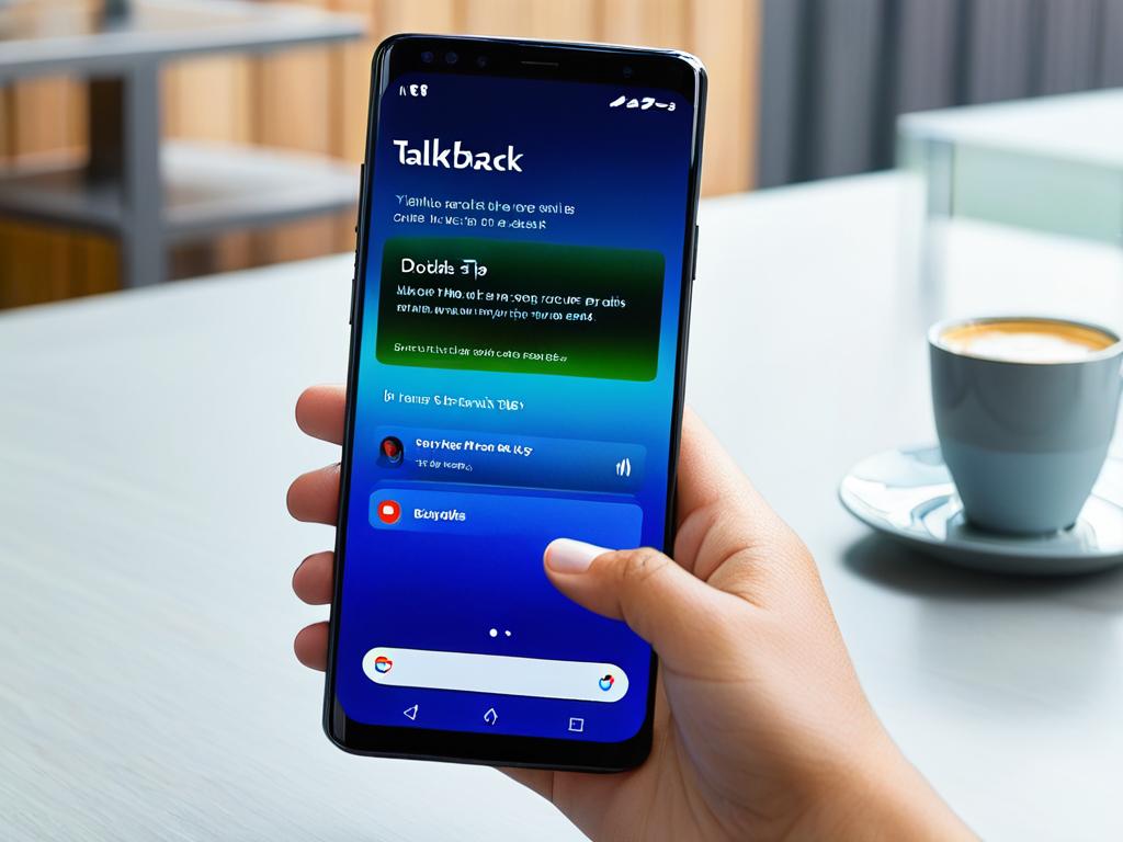 Экран смартфона с включенным TalkBack, где элементы активируются двойным нажатием