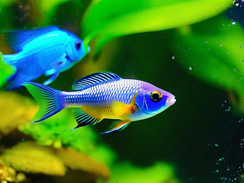 Красивые маленькие рыбки плавают в тропическом аквариуме