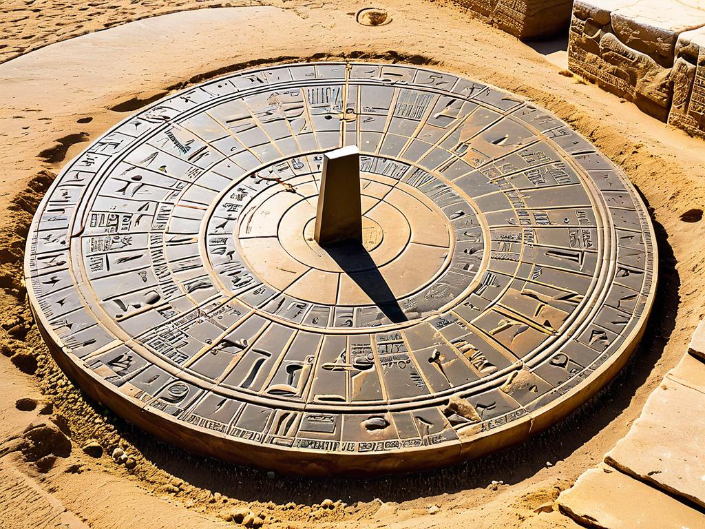 Древний египетский солнечный часовой циферблат, обозначающий начало новой календарной эры