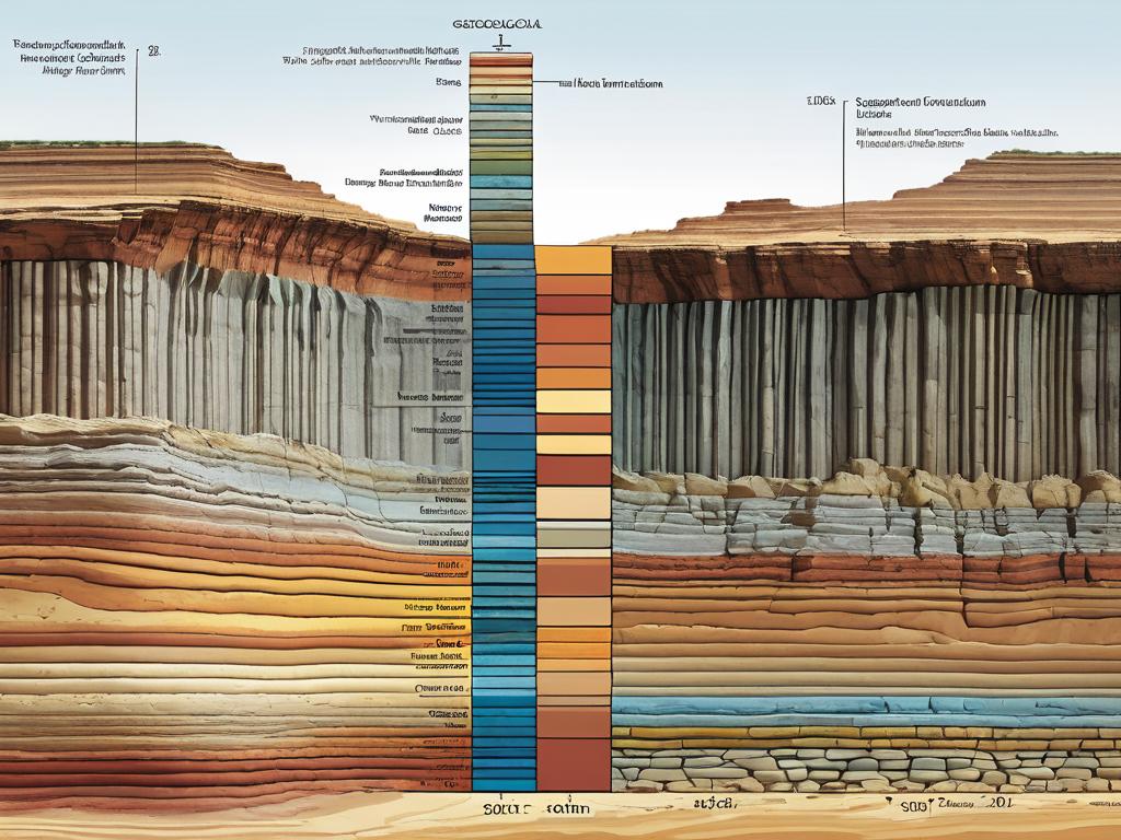 Стратиграфическая колонка, показывающая геологические эры временной шкалы формирования Земли