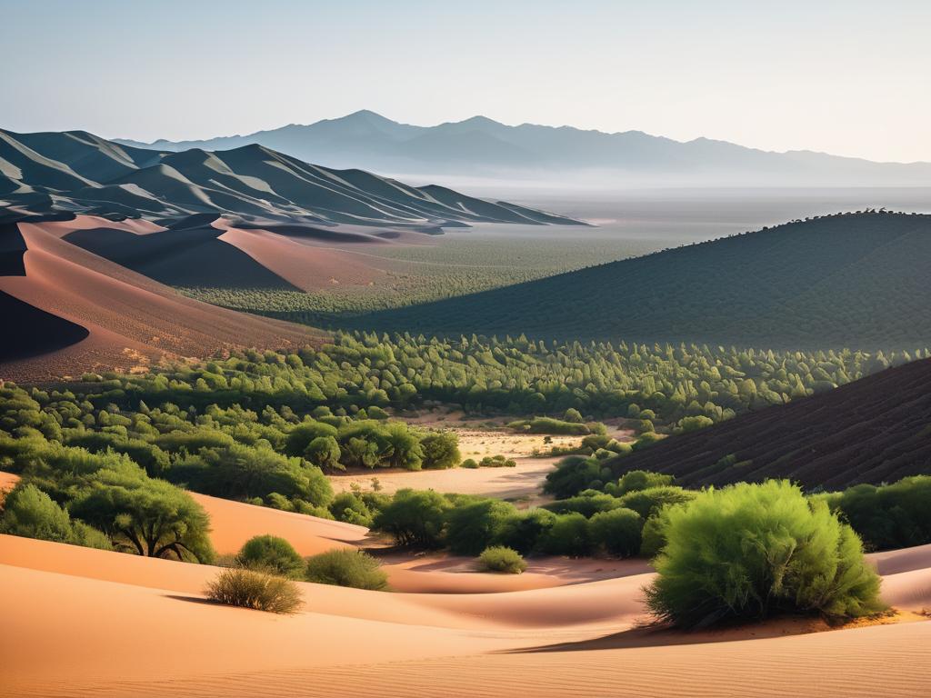 Фото контрастных пейзажей, таких как пустыня и лес