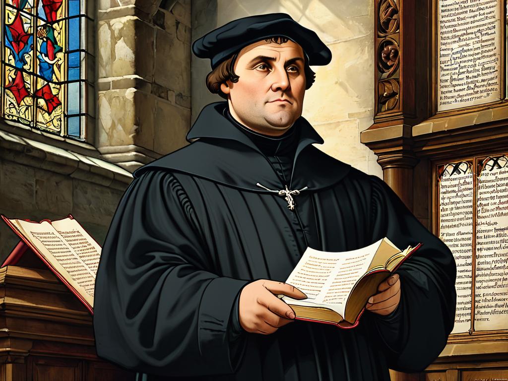 Мартин Лютер представляет 95 тезисов в 1517 году