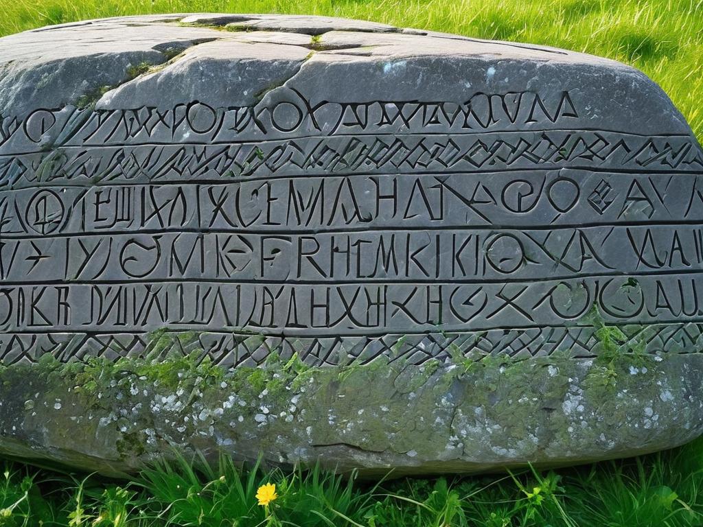 Древние германские руны, высеченные на камне, указывающие на возможное происхождение имени Эльвира