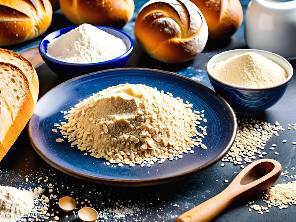 Ингредиенты для хлеба на кухонном столе