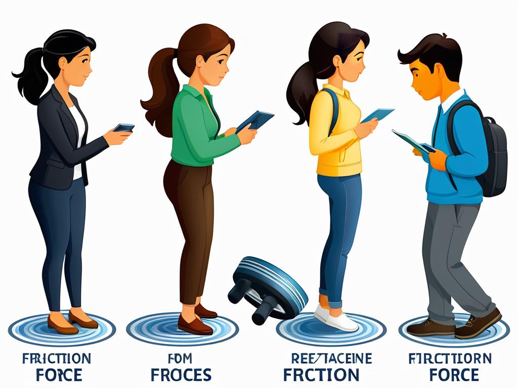 Различные виды сил трения, проиллюстрированные примерами из повседневной жизни
