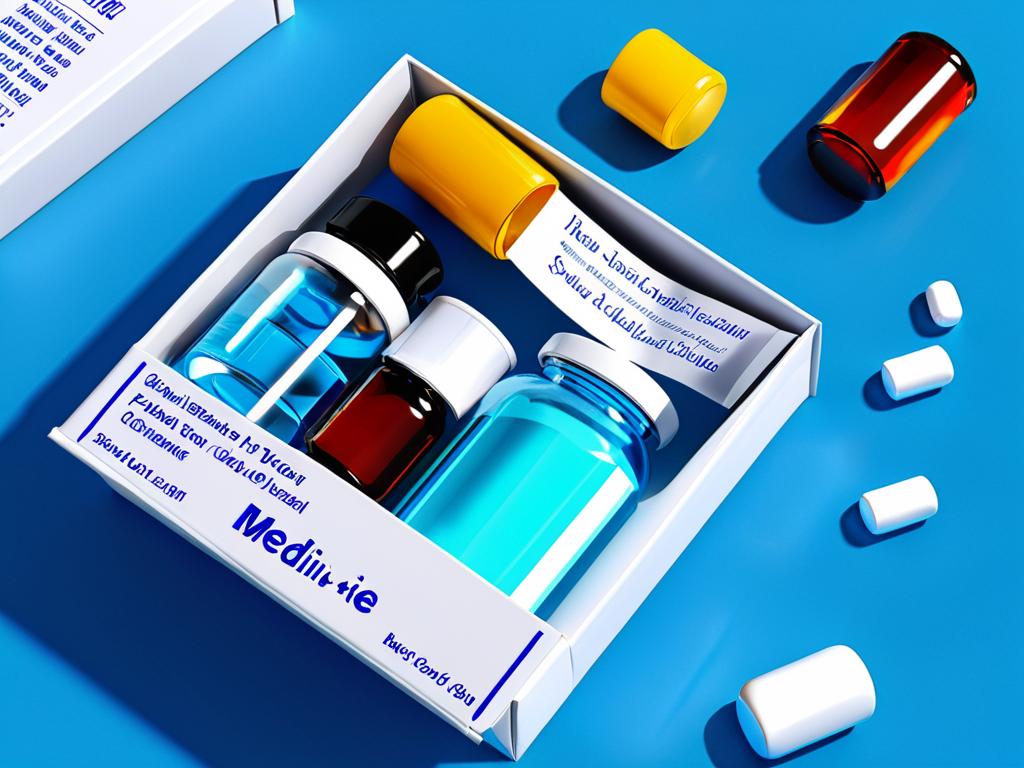 Упаковка лекарства на голубом фоне
