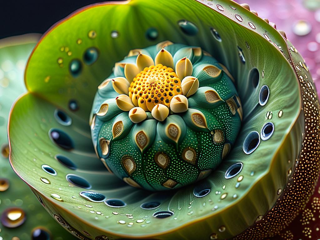 Фотомонтаж: семена лотоса на человеческой коже, демонстрирующий реакцию дискомфорта, которую это