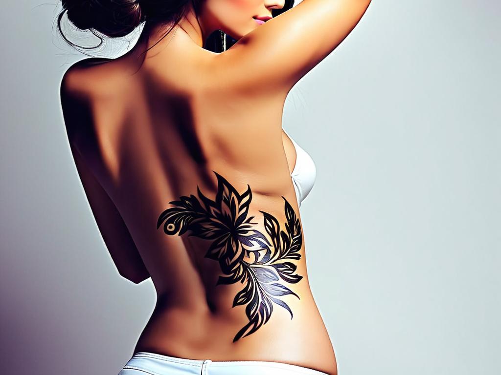 Дизайн татуировки цитаты на спине женщины