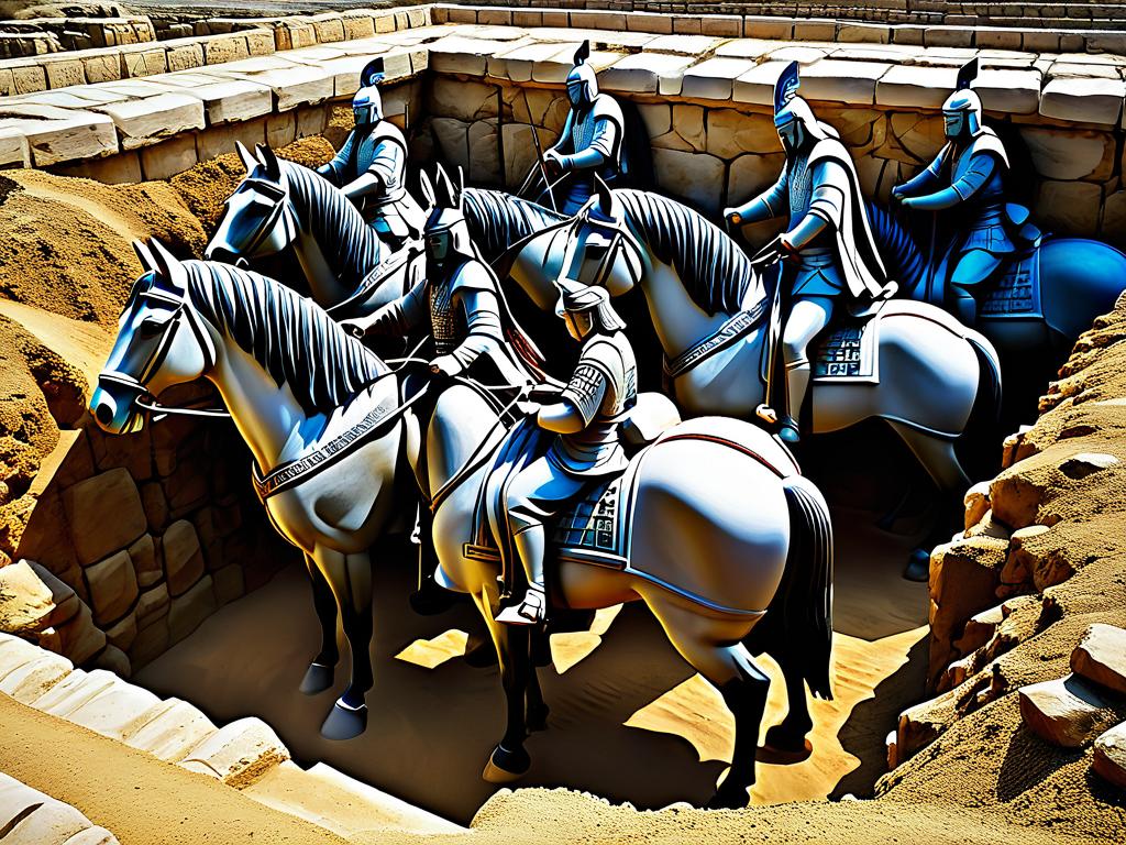 Статуи воинов и лошадей терракотовой армии