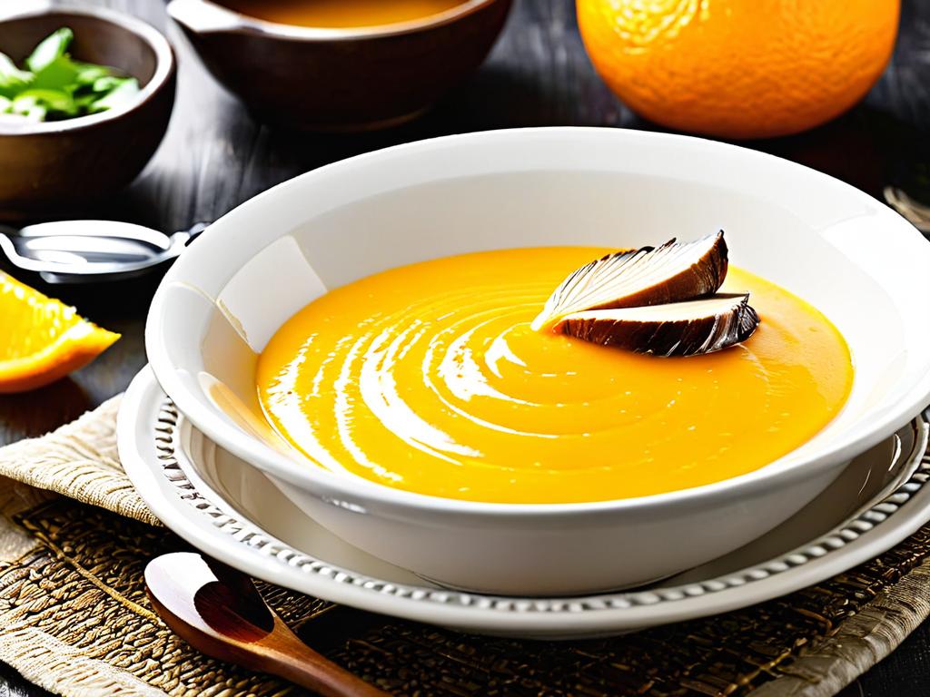 Апельсиновый соус в миске готовый к подаче к утиному блюду
