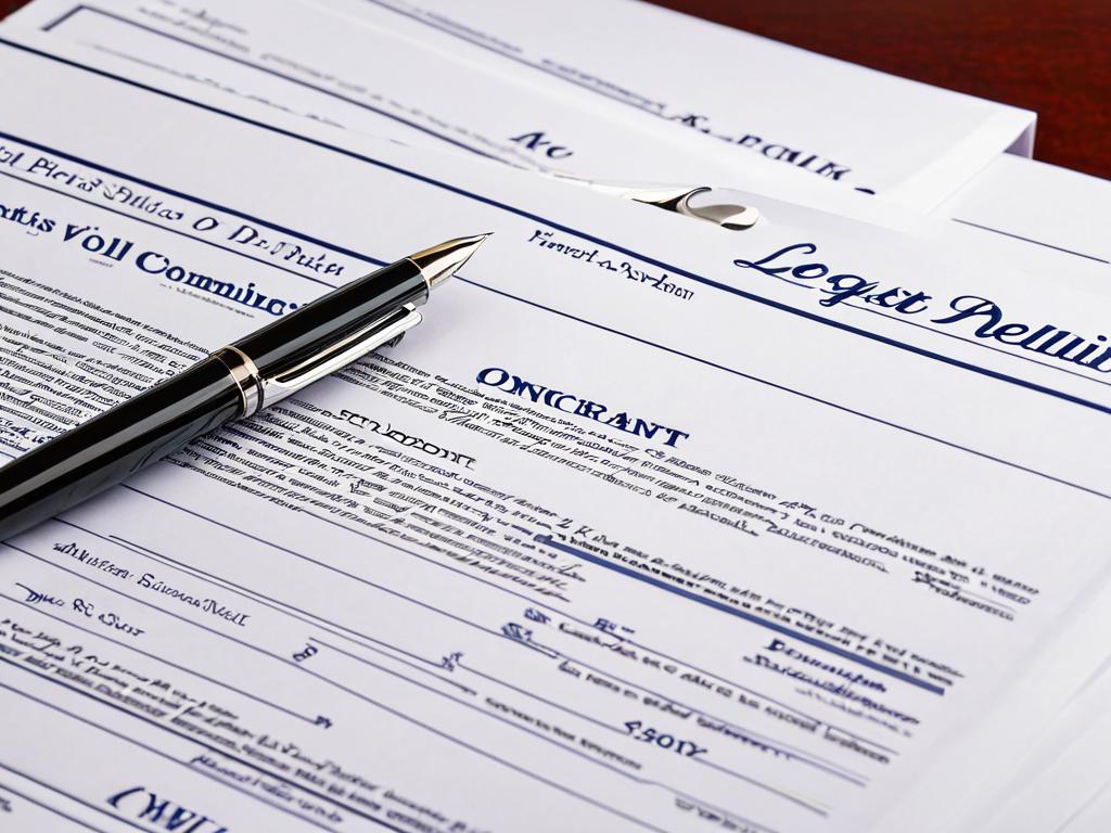 Крупный план юридических документов и ручки на рабочем столе