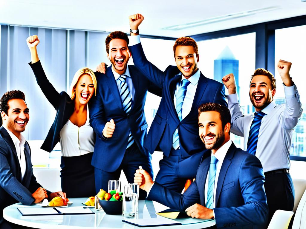 Успешная бизнес команда празднует достижение цели