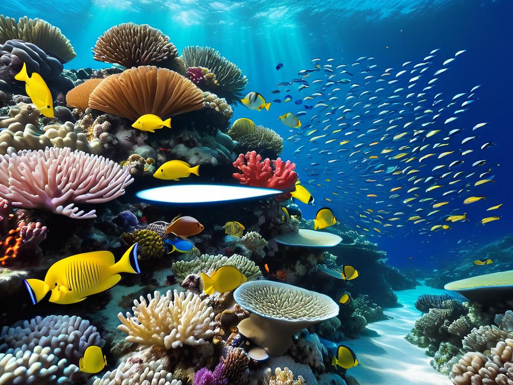 Подводное фото кораллового рифа с рыбами и морскими существами описание на русском