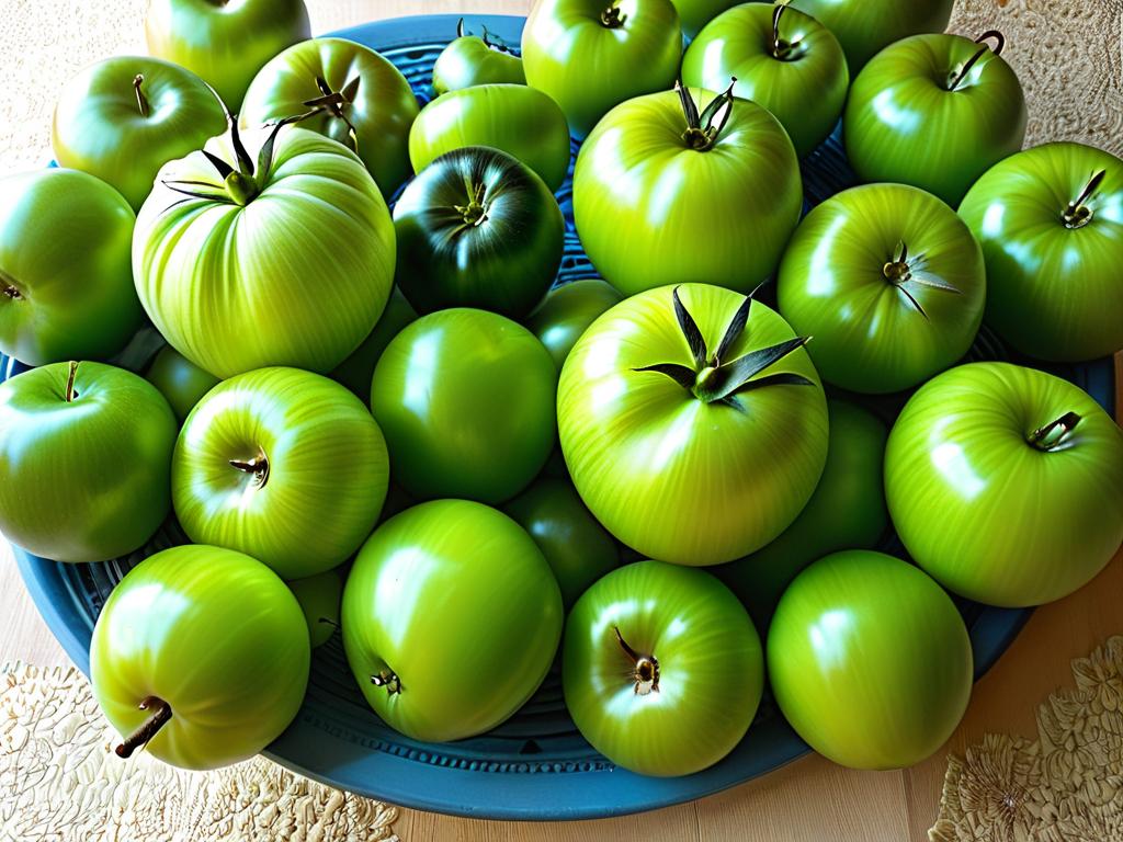 зеленые помидоры и яблоки для дозревания