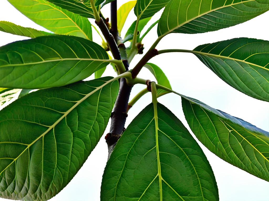 Крупным планом листья авокадо