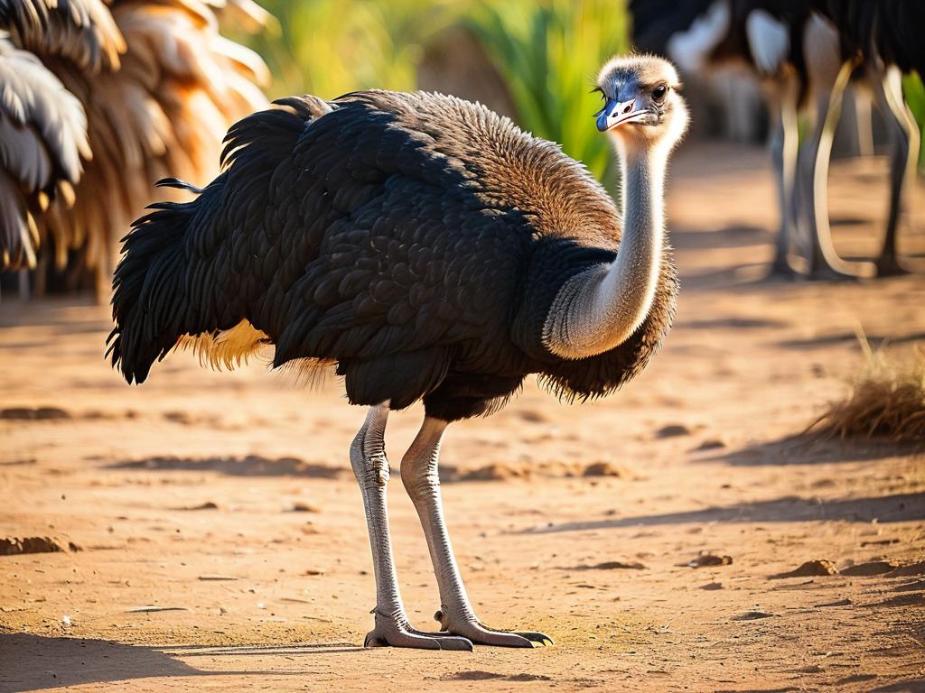 Полное тело страуса с перьями