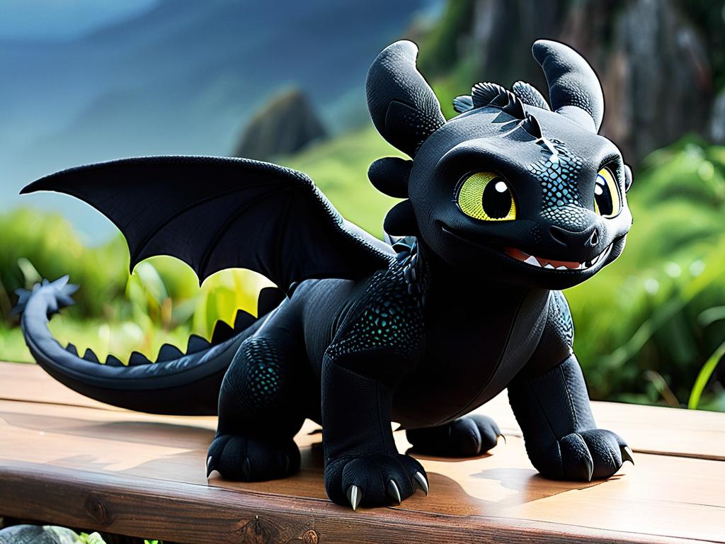 Мягкая игрушка дракон Беззубик Ночная Фурия из мультфильма Как приручить дракона