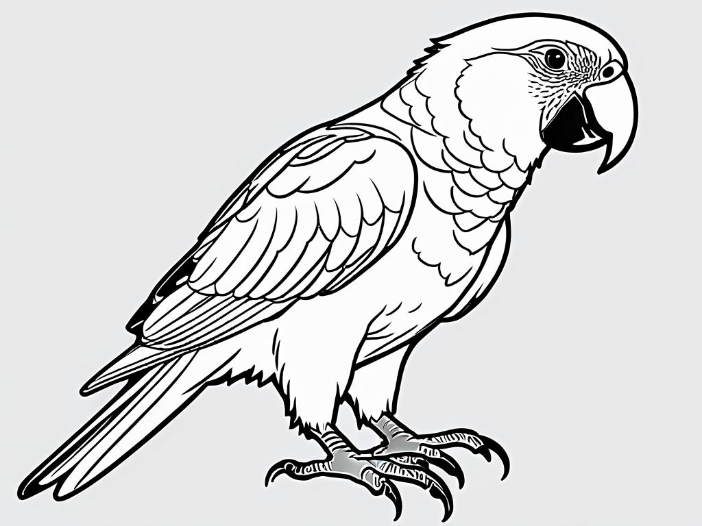 На рисунке продемонстрирован простой набросок тела попугая с базовыми геометрическими формами и