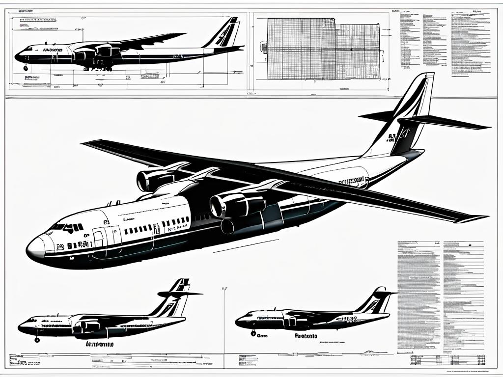 Технический чертеж самолета Ан-124