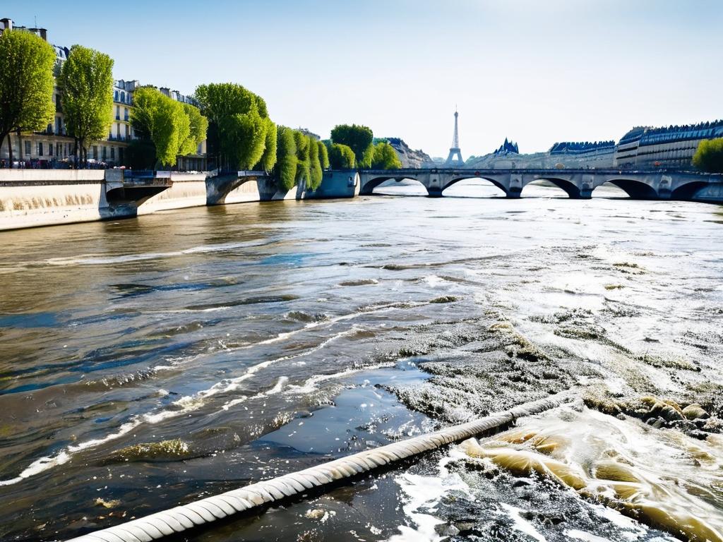 Загрязненная вода в реке Сена в Париже