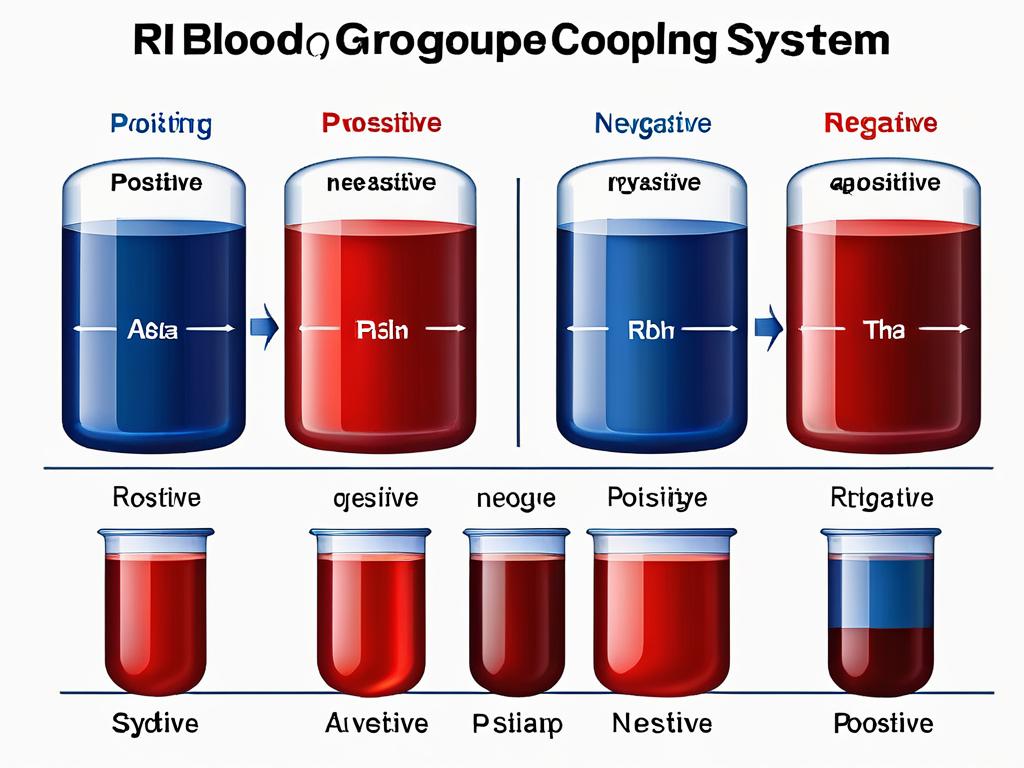Схема резус-системы групп крови, положительный и отрицательный типы