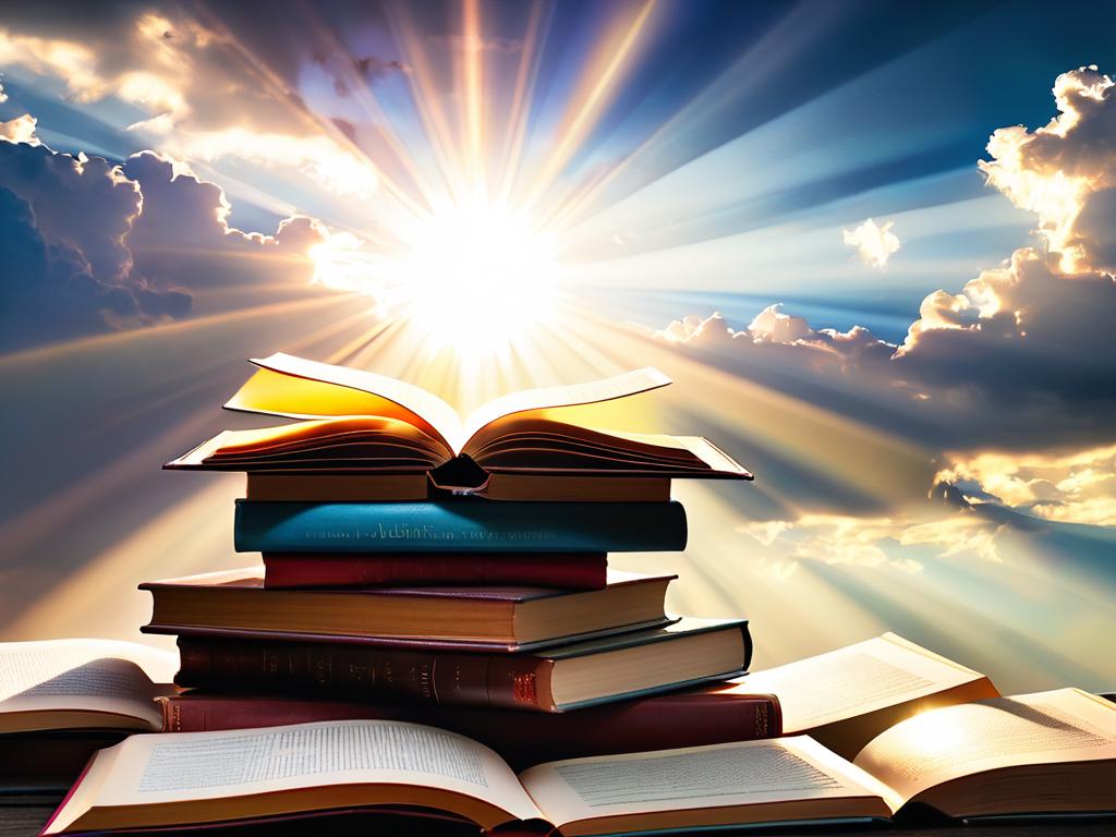 Подборка книг со стихами Пастернака освещена лучами солнца