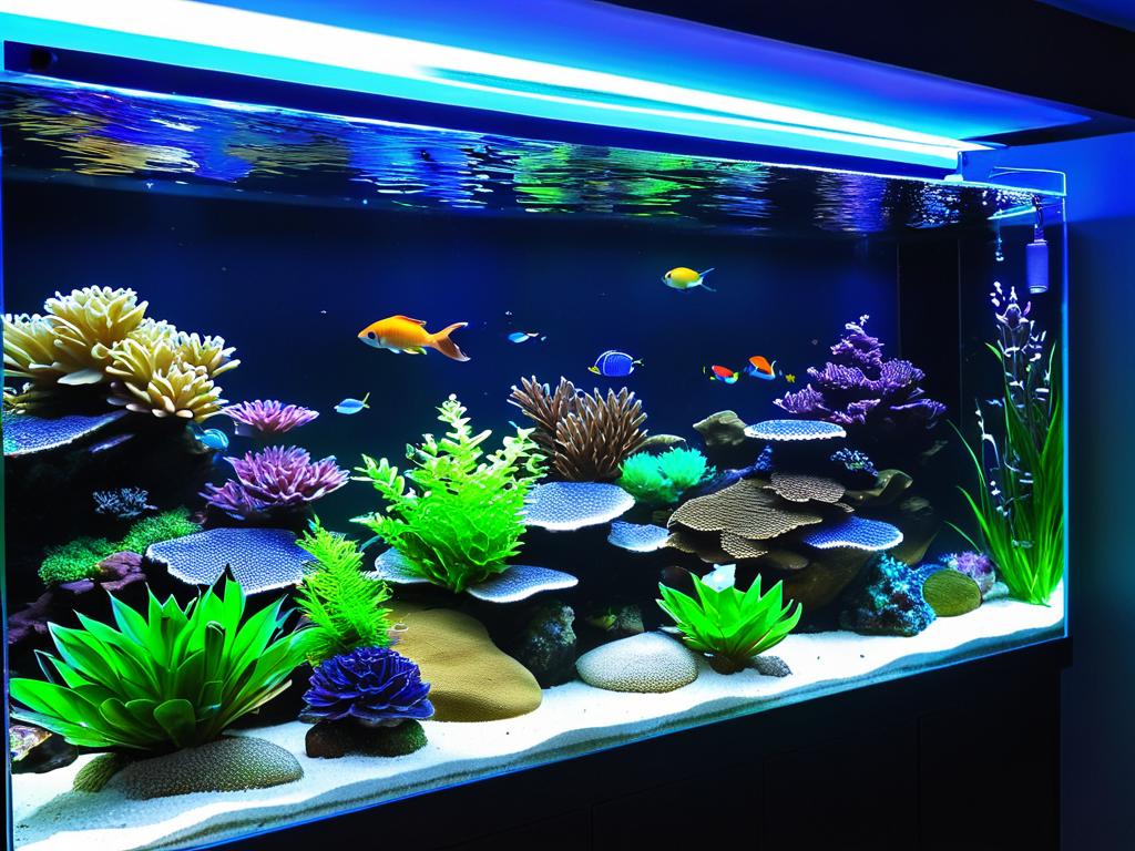 Фото светодиодной ленты, установленной над аквариумом