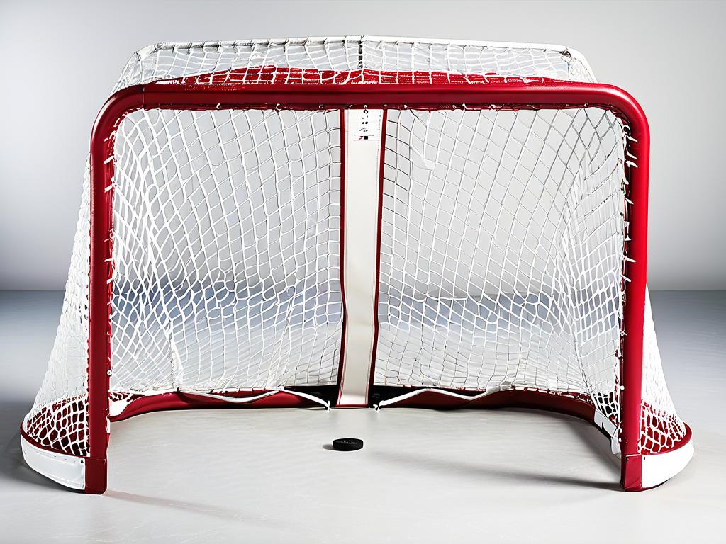 Фотография хоккейных ворот спереди с указанием точных размеров