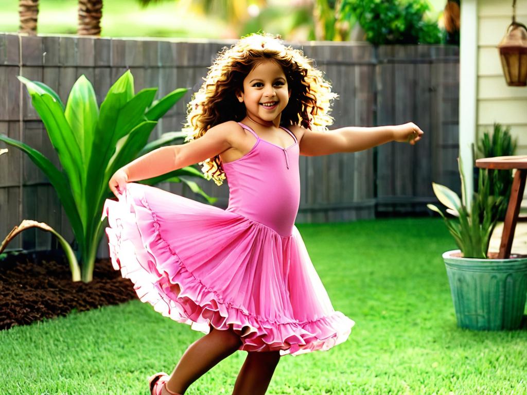 Шакира ребенком танцует в розовом платье
