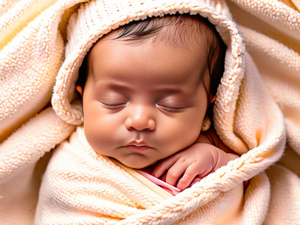 новорожденный ребенок спит спокойно завернутый в одеяло
