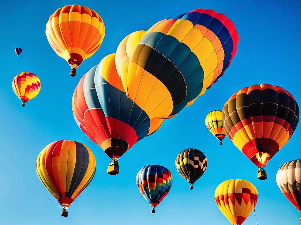 Воздушные шары парят в небе, отражая фантастический мир детских мечтаний