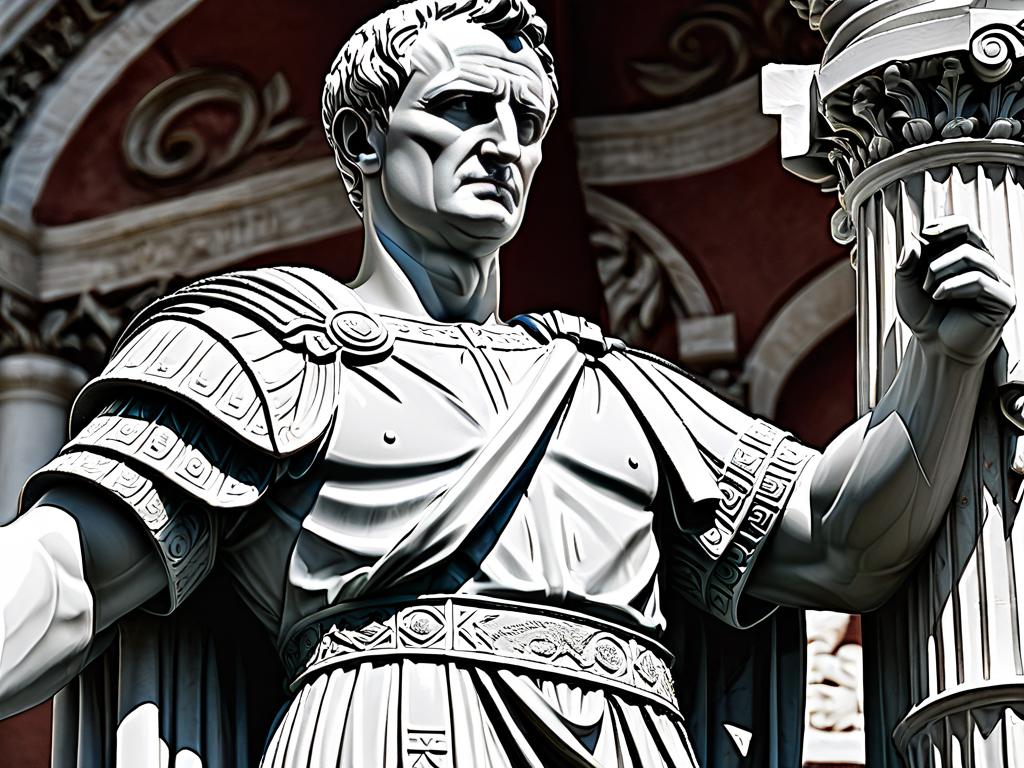 Статуя Юлия Цезаря, изображающая применение им стратегии «разделяй и властвуй» путем