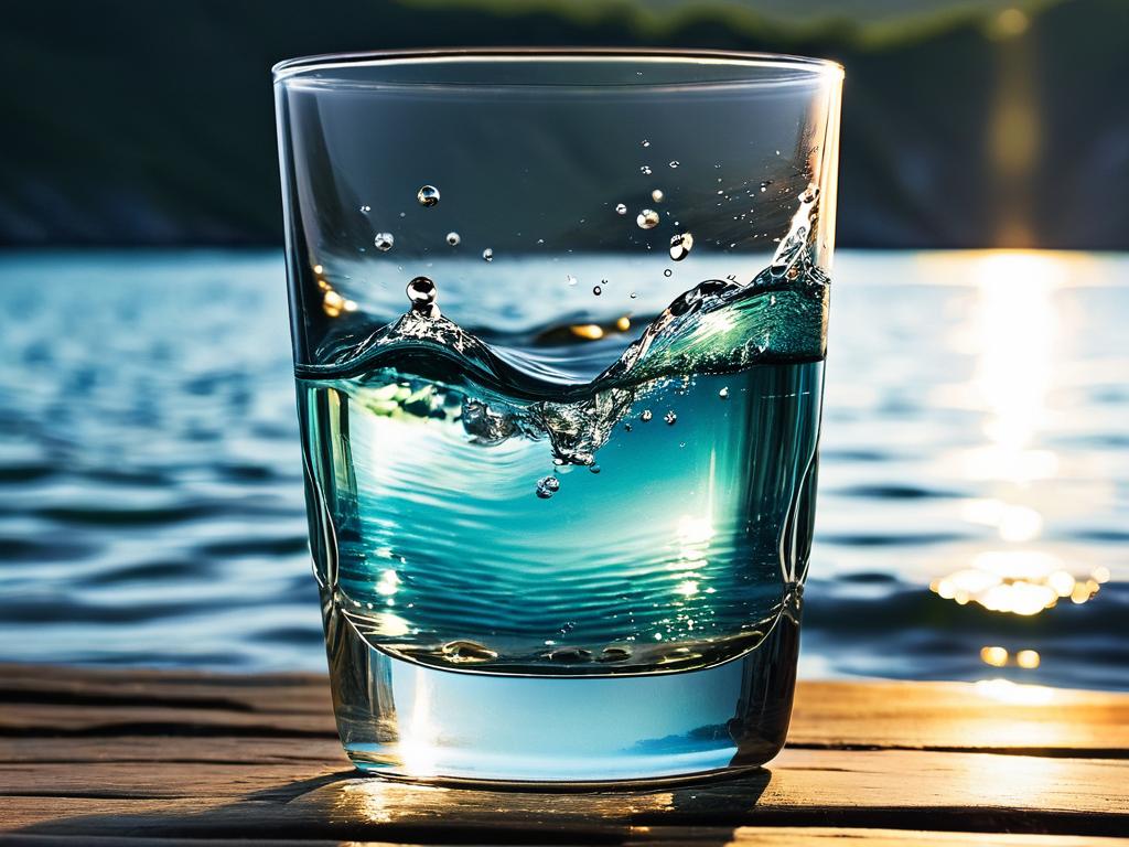 Крупный план прозрачной воды в стакане